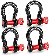 Bekith 4 Pack 5/8" D Ring Shackle 3.25 Ton (7165 Lbs) Capacity with 3/4" Pin Heavy Duty Shackles ...