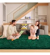 Mhyup 6x9 Dark Green Rugs for Living Room Bedroom, Fluffy Large Area Rug Soft Shag Non-Slip Carpe...