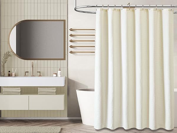 cream shower curtain