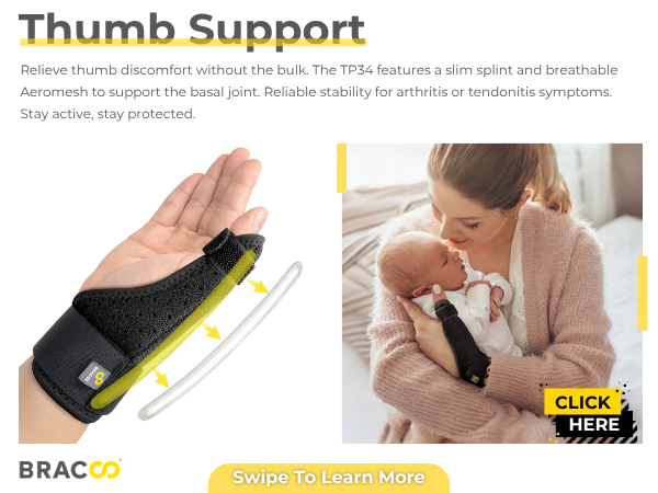 BRACOO TP34 thumb support relieve discomfort slim splint breathable Aeromesh arthritis symptoms