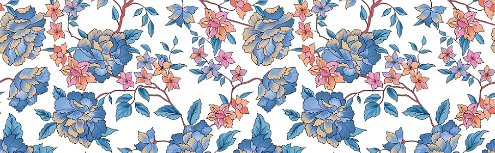 RFID Blocking blue ink flower