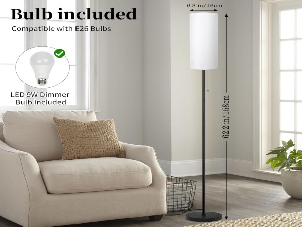 Floor Lamp Living Room Modern Standing Lamps Lampshade Minimalist Tall Lamp Chain Switch