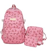 CEUTNIZ Cute Bow Backpack Kawaii Coquette Backpack Preppy Laptop Rucksack Cute Nylon Backpacks 3P...