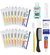 Xuezoioy Personal Hygiene Kit Bulk Pack of 30,Yellow Basic Travel Toiletry Set Disposable Toothbr...