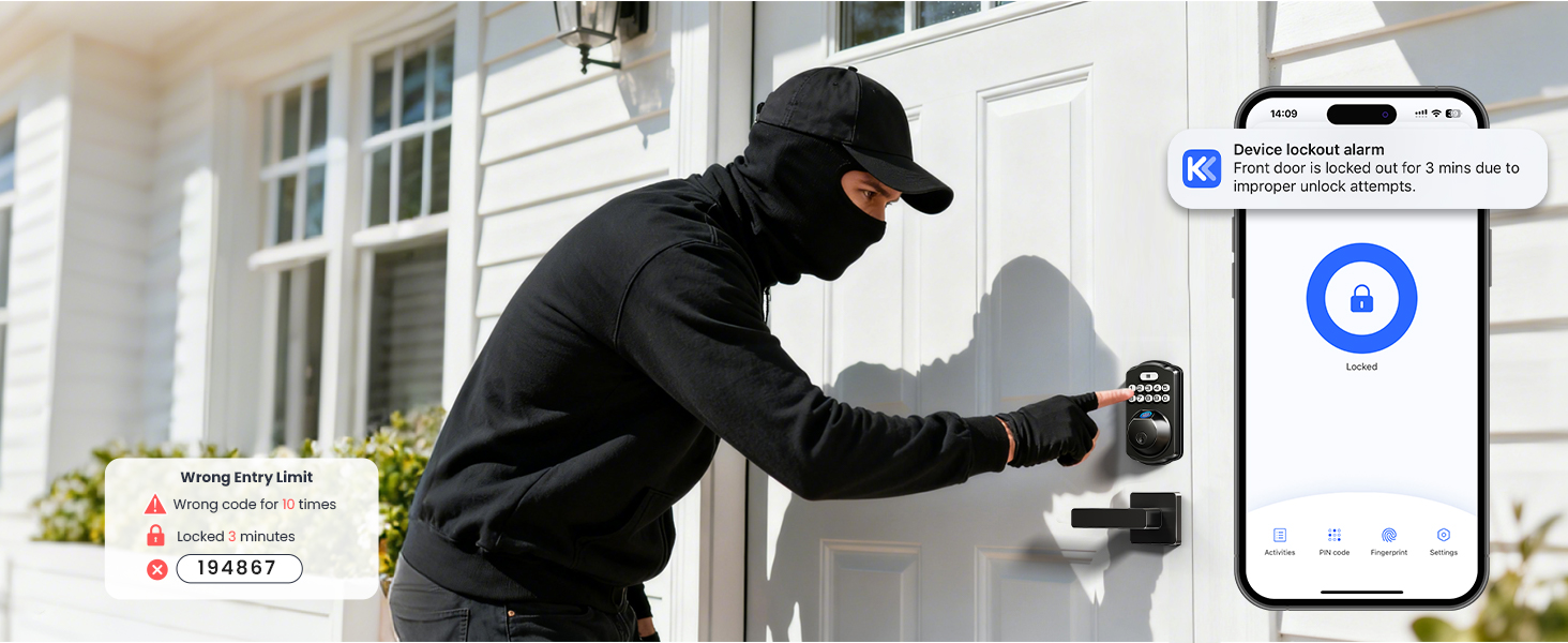 keyless entry door lock deadbolt with handle set