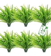 Uieke 24 PCS Artificial Ferns for Outdoors, Fake Boston Fern Plants Greenery Outdoor UV Resistant...