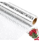 100 ftx34 in Extra Wide Clear Cellophane Wrap Roll | 2.5 Mil Thick Transparent Plastic with White...