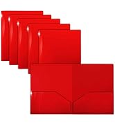 Extra Heavyweight Red Plastic 2 Pocket Portfolio Folders, 12 Pack, Premium Letter Size Folders, H...