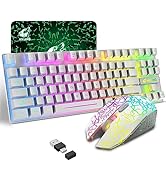 Wireless Gaming Keyboard and Mouse Combo with 87 Key Rainbow LED Backlight Rechargeable 3800mAh B...