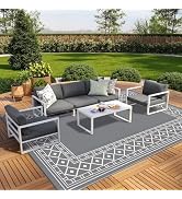 GENIMO Outdoor Rug Waterproof for Patio Decor, 10'x20' Foldable Reversible Plastic Straw Carpet, ...