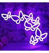 SYLHOME Purple Butterfly Led Neon Light Sign Girls Bedroom Kids Room Beauty Studio Living Room We...