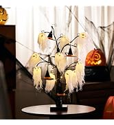FESOPIAL Halloween Decorations Indoor Supplies, Witch Hat Ghost Light Decor | with Warm White Glo...