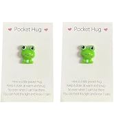 GANPUB 2Pcs Little Pocket Hug Frog Token,Pocket Hug Heart with Greeting Cards,Thinking of You Gif...