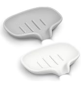 SUBEKYU Silicone Soap Dish for Bathroom,Bar Soap Holder for Shower with Draining Tray, Waterfall ...