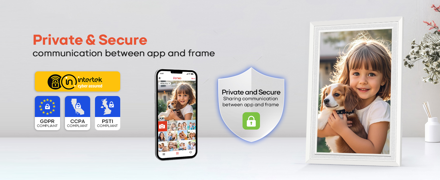 frameo digital picture photo video frame smart wifi HD IPS touch screen slideshow 32GB auto rotate
