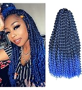 6 Packs Passion Twists Hair 18inch Ombre Blue Water Wave Crochet Hair for Butterfly Soft Locs Syn...