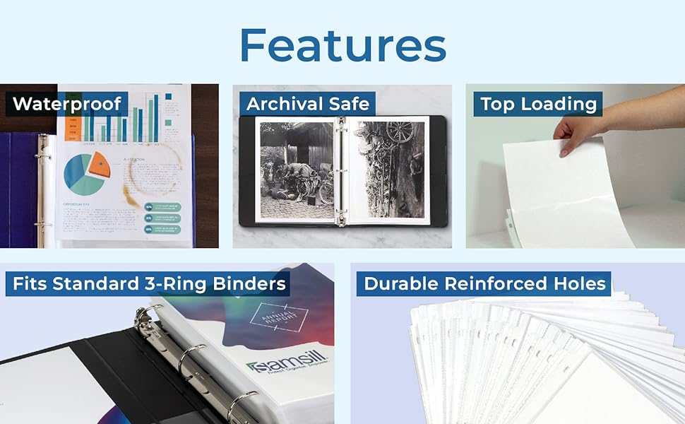 Sheet protector avery samsill clear page covers archival safe top loading fits 3 ring binder durable