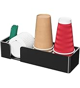 Kucle Coffee Bar Accessories and Organizer, Disposable Cup Holder for Countertop, 14.5 Inches Bla...