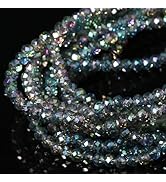 5 Strands 3mm Transparent AB Green Color Half Plated Faceted Rondelle Beads, Songxi Glass Beads f...