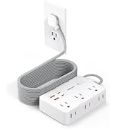 Surge Protector Power Strip 10 Ft Cord, Ultra Thin Flat Extension Cord with 6 Outlets 4 USB Ports...