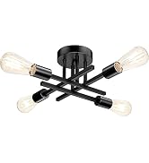 TOBUSA Semi Flush Mount Ceiling Light Fixture Matte Black, Modern Sputnik Close to Ceiling Light,...