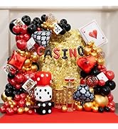 154Pcs Casino Theme Party Decorations Casino Balloon Arch Garland Kit with Red Black Gold Balloon...