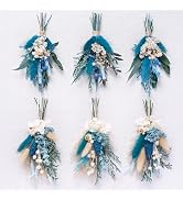 Mini Dried Flower Bouquet 6 pcs for Wedding Table centerpieces, Groomsmen boutonnieres, Bridesmai...