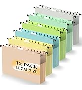 Extra Capacity Plastic Hanging File Folders,12 Pack Reinforced Expanding Hang Folder Legal Size,A...
