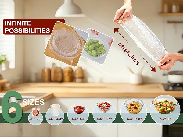 Silicone Lids Fit 2.6-7.5 Inch Bowls