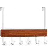 Peasulin Wood & Metal Over the Door Hooks, Sturdy 11IN Over the Door Hook Rack, 6 Door Hooks for ...