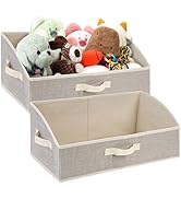 Jumpress 2 Pack Dog Toy Basket, Collapsible Cat Dog Toy Bin with Handles, Fabric Trapezoid Dog To...