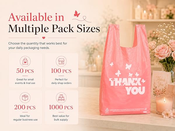 Pink Thank you t shirt bag