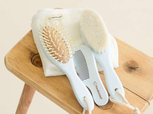 baby hair brush comb newborn set wooden goat bristles cradle cap boys girls toddlers hairbrush