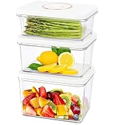 Vixino Vacuum Seal Containers, 3Pcs Reusable Food Storage Containers with Lids for Meal Prep and ...