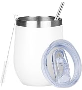 MEZMUT 12 Oz Insulated Wine Tumbler with Lid Double Wall Vacuum Stainless Steel Wine Glass Coffee...