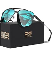 Luenx Aviator Polarized Men Sunglasses Women Square UV400 Driving | Large Head Fit,Adjustable Nos...
