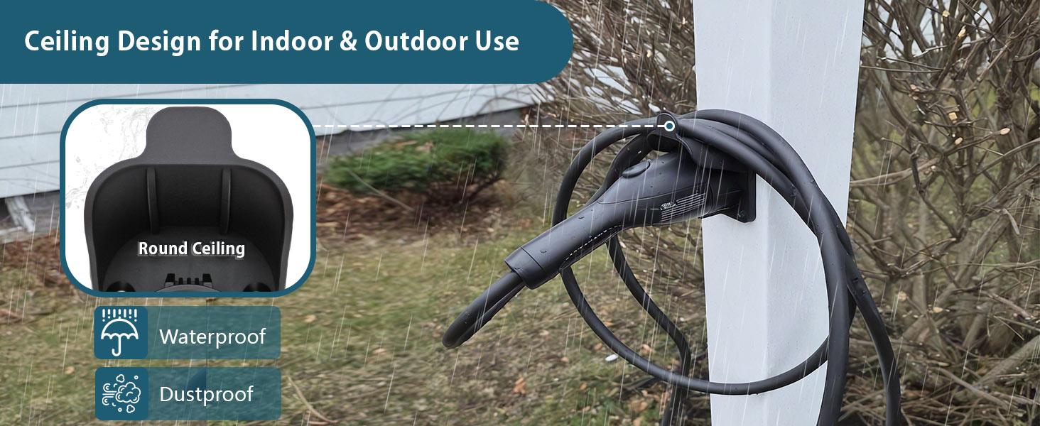 ev charger cable cord holder wall mount organizer sae j1772 hanger hook holster indoor electric car