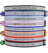 GoTags Personalized Reflective Cat Collars, Engraved Custom Cat Collar with Name and Phone Identi...
