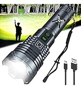 Gehavin Rechargeable LED Flashlights 900000 High Lumens,XHP160.5 High Powered Flashlight Super Br...