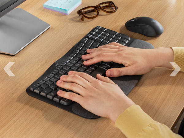 Wave Keys MK670 Combo, Wireless Ergonomic Keyboard with Signature M550 L Wireless Mouse