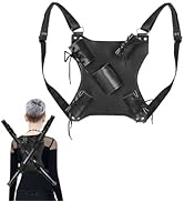 Gachiwar Ninja Sword Back Holster, Adjustable Leather Double Sword Holder Back, Leather Shoulder ...