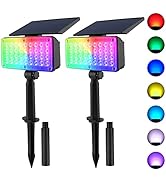 T-SUN Solar Spotlights Color Changing, RGB Solar Lights Outdoor Waterproof Auto ON/Off Solar Gard...