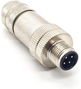Elecbee Profibus M12 Field Wireable Connector Assembly Cable Plug Straight with Shiled (4 Pin Mal...