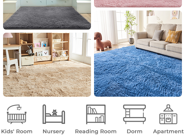 OPPODREAM Fluffy Area Rugs for Girls and Boys, Shaggy Rug for Bedroom, Fuzzy Carpet for Living Room