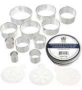 Ultra Cuisine 11 Piece Small Circle Cookie Cutter Set, Graduated Round Cookie Mold Cutter for Don...