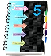 CAGIE 5 Subject Notebook with Dividers 220 Pages Spiral Notebooks with Tabs 5x7 A5 Spiral Bound J...