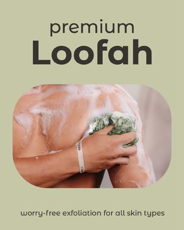 Man scrubbing himself in a lathering loofah with a premium loofah exfloliation for all skin types