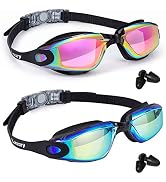 Keary 2 Pack Anti-Fog Swim Goggles for Adult Youth Kids 6+, Anti-UV Waterproof Triathlon Pool Gog...