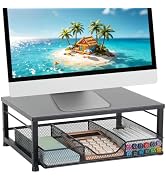 Gugsey Small Laptop Stand for Desk, Monitor Stand Riser, Desk Organizer for Office Organization, ...
