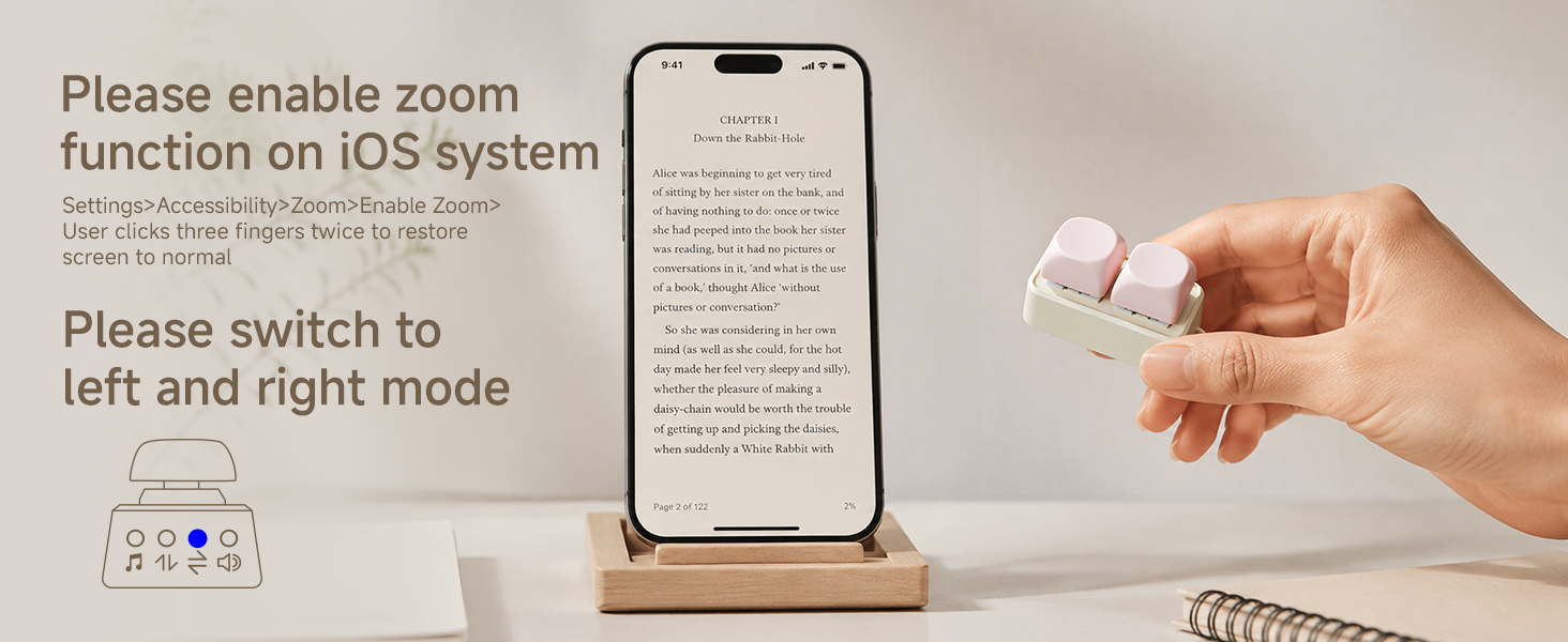 Flip left and right pages in reading applications